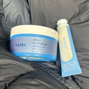 Ultra Hydration Hyaluronic Acid Body Butter and Hand Cream Set - Blue and White